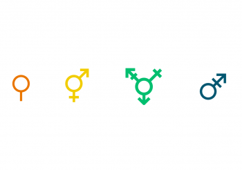 Diese Illustration zeigt verschiedene Gender-Symbole nebeneinander